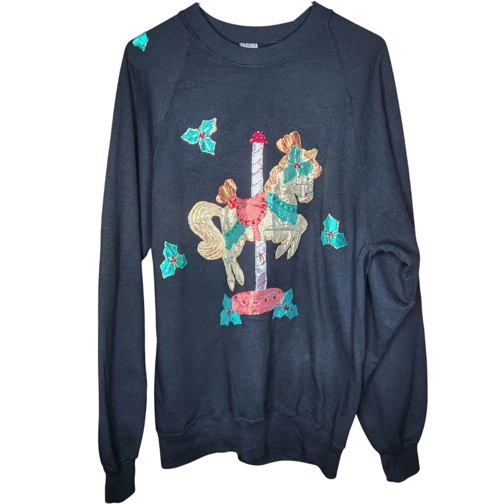 VTG Christmas sweater ugly size XL homemade Jerzees single stitch USA